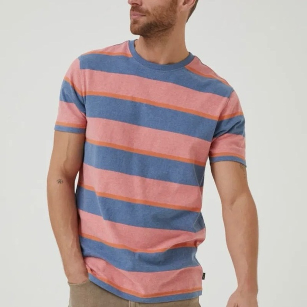 Fat Face Quality Goods Tshirt Mens‎ Small Ellbridge Stripes Crewneck Orange